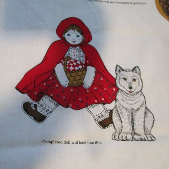 Vintage Little Red Riding Hood Doll Fabric Panel Kit Uncut Complete Cranston VIP - Picture 5 of 8